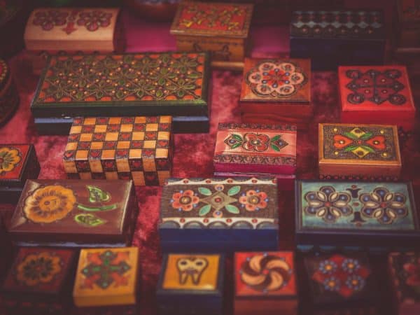 assorted wooden boxes